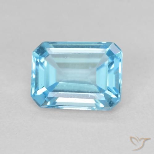2.12ct 자연스러운 스위스 블루 황옥, 에메랄드 컷, VVS
