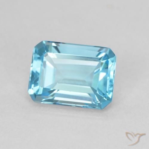 1.84ct 자연스러운 스위스 블루 황옥, 에메랄드 컷, VVS