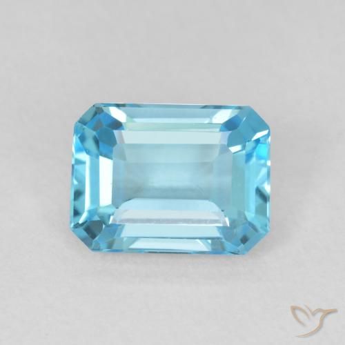 1.86ct 자연스러운 스위스 블루 황옥, 에메랄드 컷, VVS