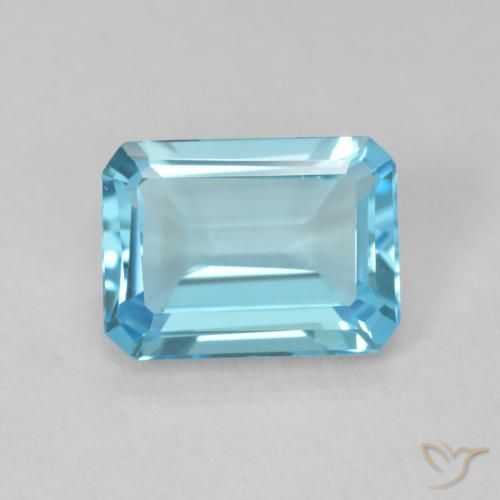 1.77ct 자연스러운 밝은 하늘색 황옥, 에메랄드 컷, VVS