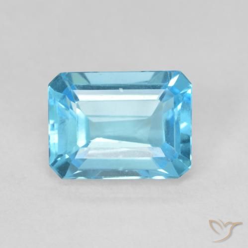 1.87ct 자연스러운 스위스 블루 황옥, 에메랄드 컷, VVS