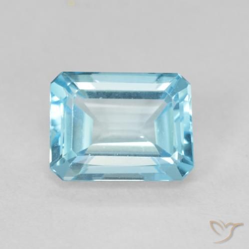 1.97ct 자연스러운 하늘색 황옥, 에메랄드 컷, VVS