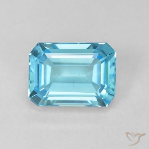 2.08ct 자연스러운 스위스 블루 황옥, 에메랄드 컷, VVS