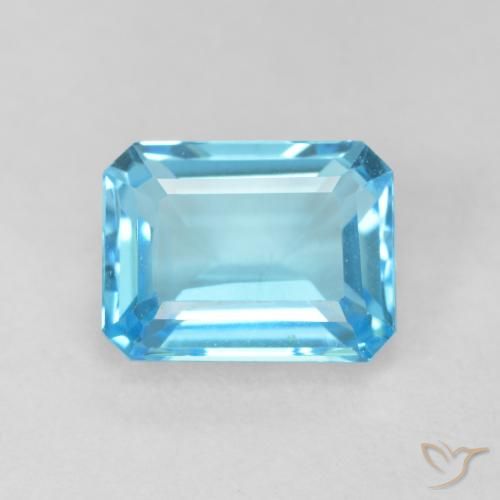 2.17ct 자연스러운 스위스 블루 황옥, 에메랄드 컷, VVS