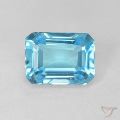 2.08ct 자연스러운 스위스 블루 황옥, 에메랄드 컷, VVS