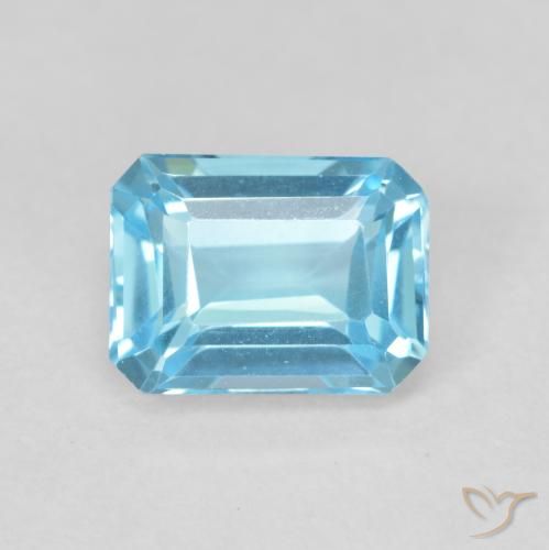 2.13ct 자연스러운 스위스 블루 황옥, 에메랄드 컷, VVS-VS