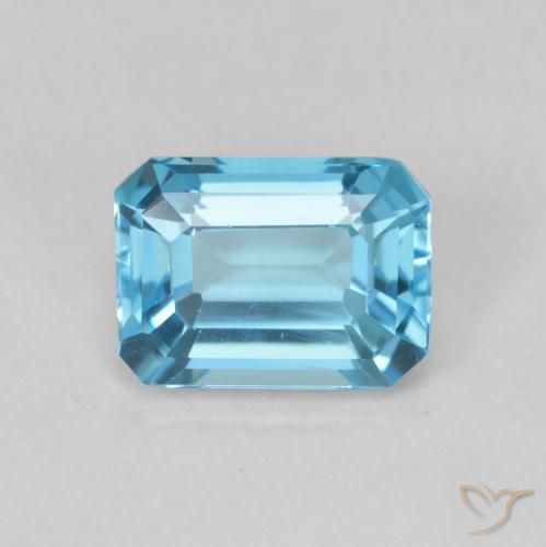 2.00ct 자연스러운 스위스 블루 황옥, 에메랄드 컷, VVS-VS