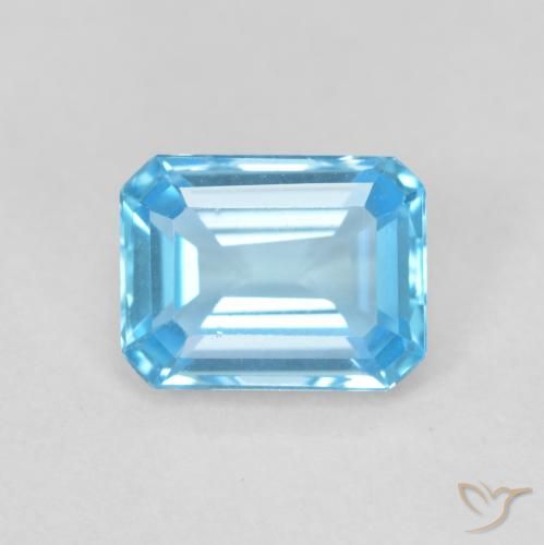 1.82ct 자연스러운 스위스 블루 황옥, 에메랄드 컷, VVS-VS