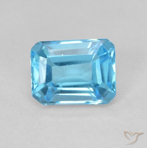 2.05ct 자연스러운 스위스 블루 황옥, 에메랄드 컷, VVS-VS