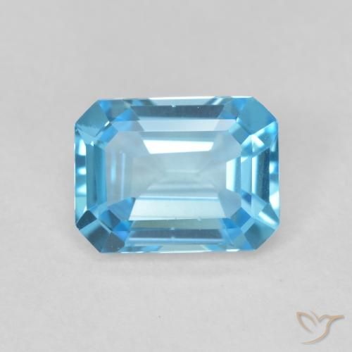 1.76ct 자연스러운 스위스 블루 황옥, 에메랄드 컷, VVS-VS