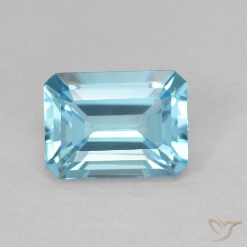 2.02ct 자연스러운 하늘색 황옥, 에메랄드 컷, VVS-VS