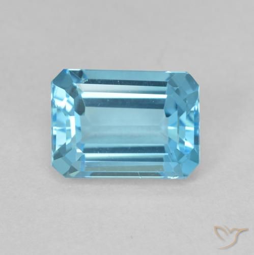 2.10ct 자연스러운 스위스 블루 황옥, 에메랄드 컷, VVS-VS