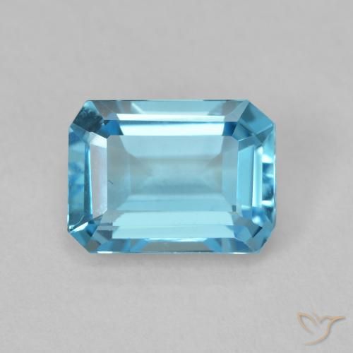 2.00ct 자연스러운 스위스 블루 황옥, 에메랄드 컷, VVS-VS
