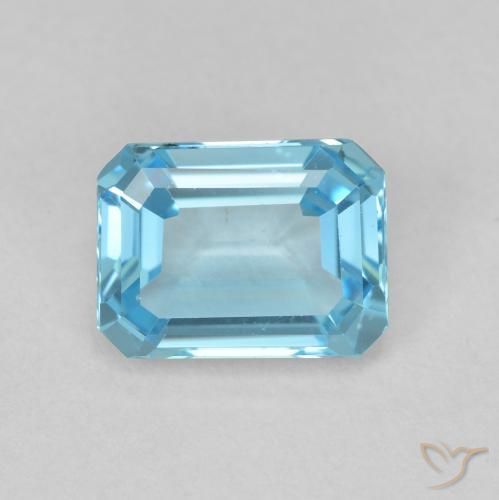 2.00ct 자연스러운 스위스 블루 황옥, 에메랄드 컷, VVS-VS