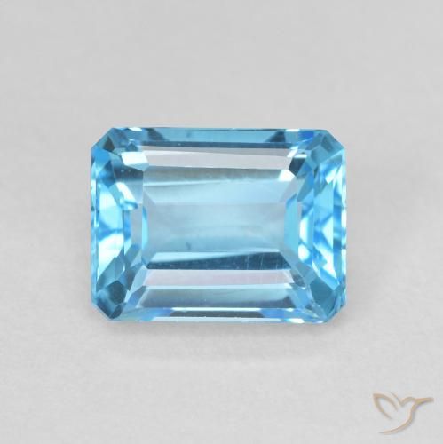 2.18ct 자연스러운 스위스 블루 황옥, 에메랄드 컷, VVS