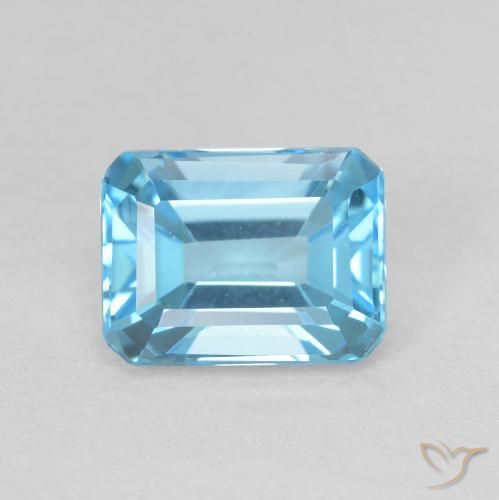 2.20ct 자연스러운 스위스 블루 황옥, 에메랄드 컷, VVS