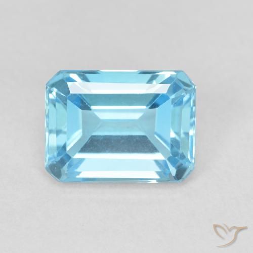 2.17ct 자연스러운 스위스 블루 황옥, 에메랄드 컷, VVS
