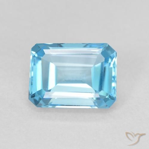 2.06ct 자연스러운 스위스 블루 황옥, 에메랄드 컷, VVS