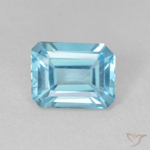 1.89ct 자연스러운 스위스 블루 황옥, 에메랄드 컷, VVS