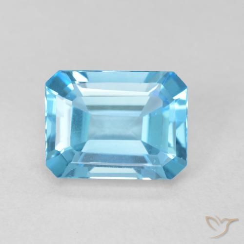 2.01ct 자연스러운 스위스 블루 황옥, 에메랄드 컷, 투명한