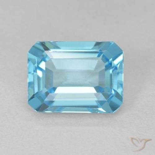 1.93ct 자연스러운 스위스 블루 황옥, 에메랄드 컷, VVS
