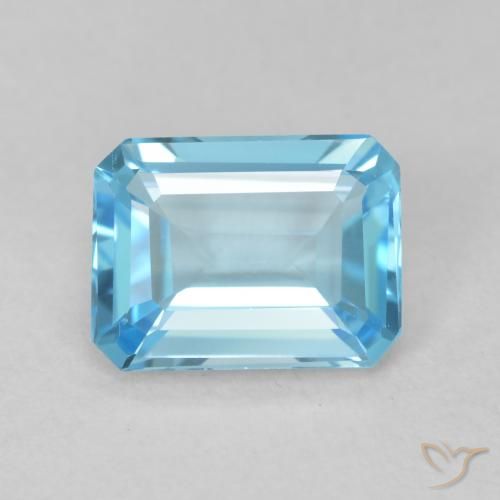 1.75ct 자연스러운 스위스 블루 황옥, 에메랄드 컷, VVS