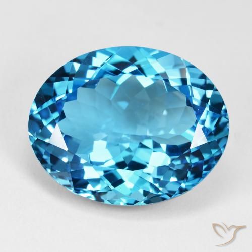 35.58ct 자연스러운 스위스 블루 황옥, 타원형, VVS