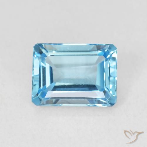 1.88ct 자연스러운 스위스 블루 황옥, 에메랄드 컷, VVS