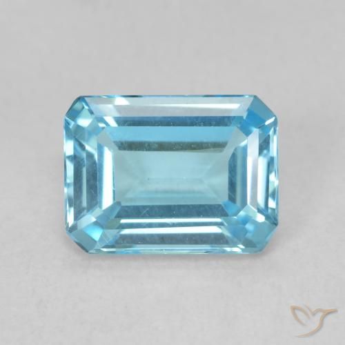 1.90ct 자연스러운 스위스 블루 황옥, 에메랄드 컷, VVS-VS