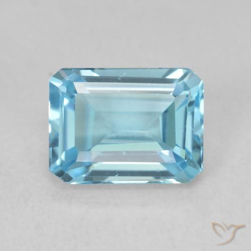 2.07ct 자연스러운 스위스 블루 황옥, 에메랄드 컷, VS