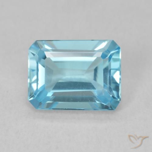 1.90ct 자연스러운 스위스 블루 황옥, 에메랄드 컷, VVS