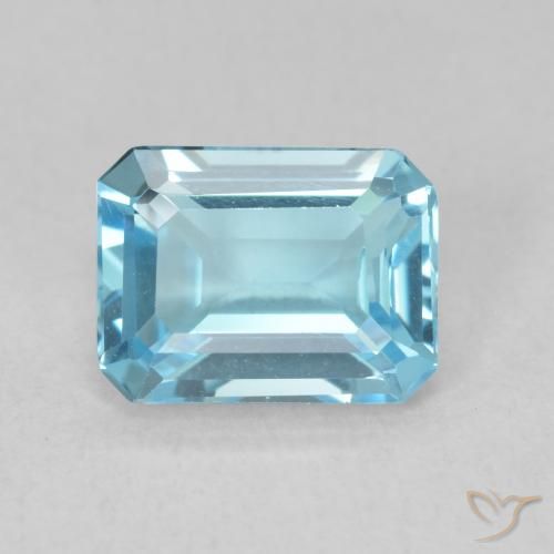 1.90ct 자연스러운 스위스 블루 황옥, 에메랄드 컷, VVS