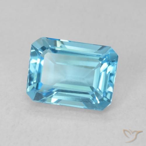 1.86캐럿 천연 스위스 블루 토파즈, 에메랄드 컷, 8×5.9 mm, VVS