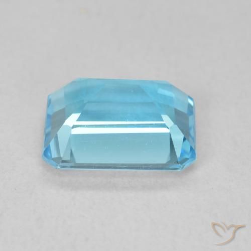 1.86캐럿 천연 스위스 블루 토파즈, 에메랄드 컷, 8×5.9 mm, VVS
