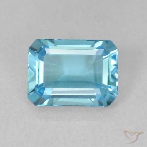 1.89ct 자연스러운 스위스 블루 황옥, 에메랄드 컷, VVS