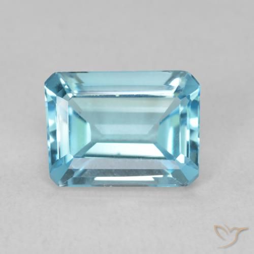 1.83ct 자연스러운 스위스 블루 황옥, 에메랄드 컷, VVS