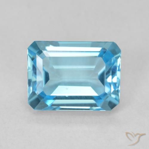 2.04ct 자연스러운 스위스 블루 황옥, 에메랄드 컷, VVS