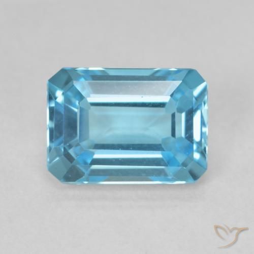 1.82ct 자연스러운 스위스 블루 황옥, 에메랄드 컷, VVS