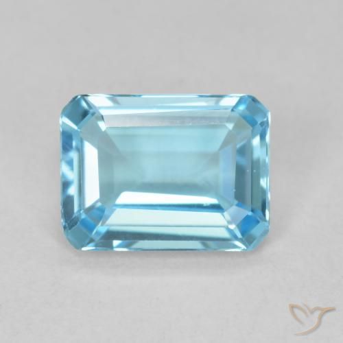 1.64ct 자연스러운 스위스 블루 황옥, 에메랄드 컷, VVS