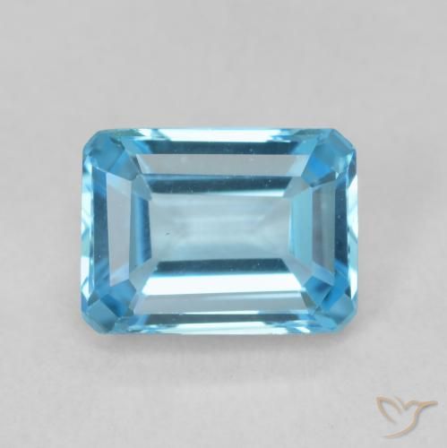 2.00ct 자연스러운 스위스 블루 황옥, 에메랄드 컷, VVS-VS