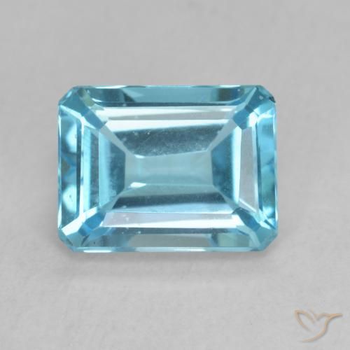 1.98ct 자연스러운 스위스 블루 황옥, 에메랄드 컷, VVS-VS