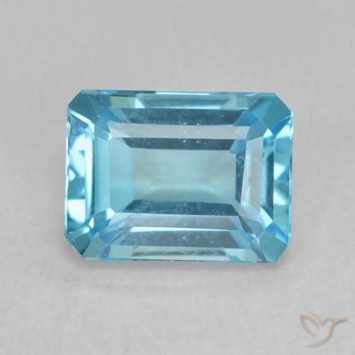 2.09ct 자연스러운 스위스 블루 황옥, 에메랄드 컷, VVS-VS