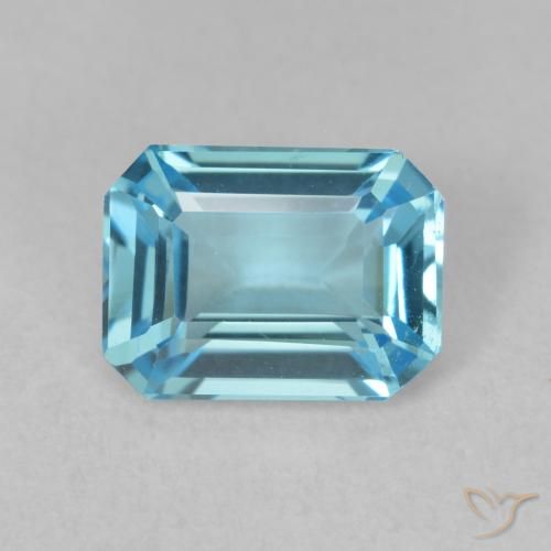 1.86ct 자연스러운 스위스 블루 황옥, 에메랄드 컷, VVS-VS