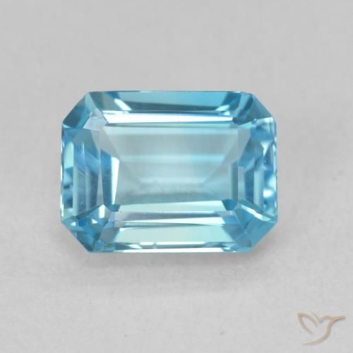 2.03ct 자연스러운 스위스 블루 황옥, 에메랄드 컷, VVS
