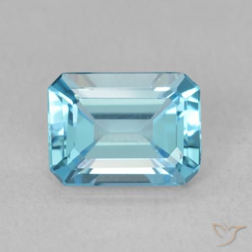 1.74ct 자연스러운 스위스 블루 황옥, 에메랄드 컷, VVS