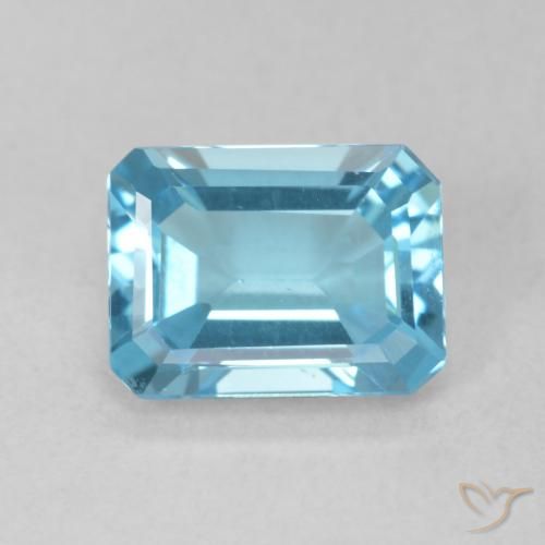 1.74ct 자연스러운 스위스 블루 황옥, 에메랄드 컷, VVS-VS