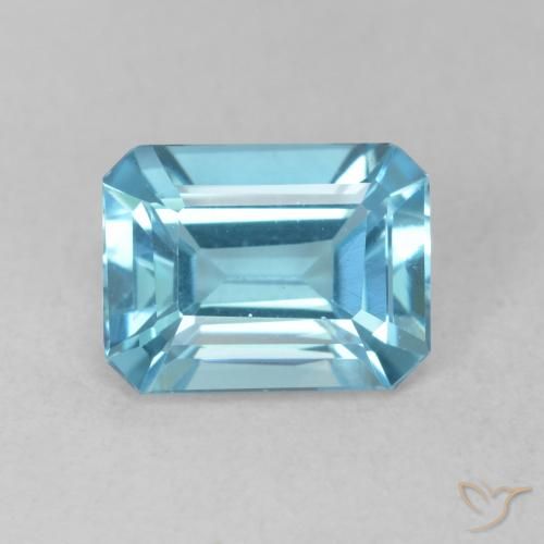 1.81ct 자연스러운 스위스 블루 황옥, 에메랄드 컷, VVS-VS