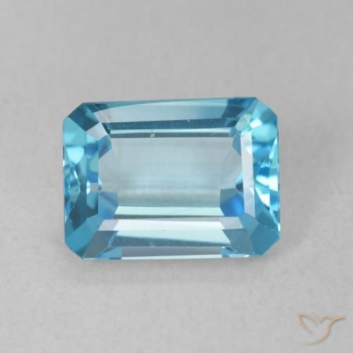 1.86ct 자연스러운 스위스 블루 황옥, 에메랄드 컷, VVS-VS