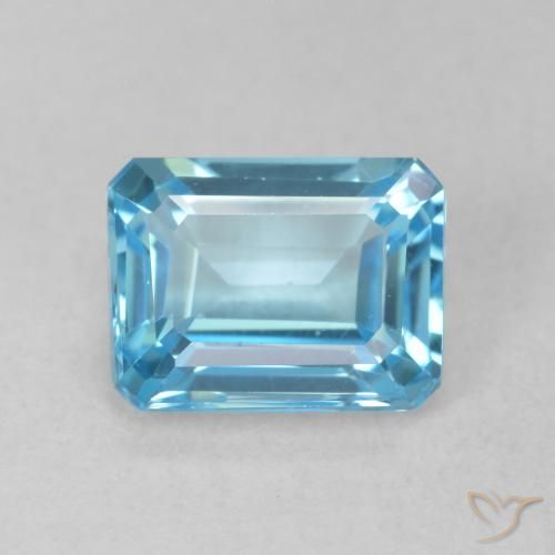 2.05ct 자연스러운 스위스 블루 황옥, 에메랄드 컷, VVS-VS
