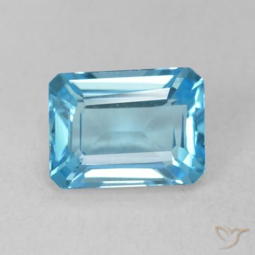 2.06ct 자연스러운 스위스 블루 황옥, 에메랄드 컷, VVS-VS